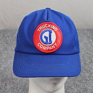 Vintage Trucker Hat Blue Snapback GI Logo Patch USA 80s Retro Workwear Grunge